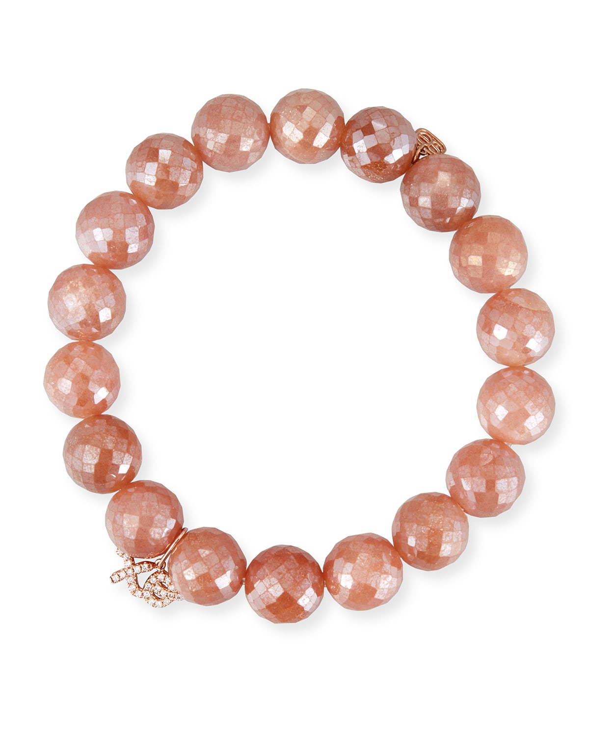 Sydney Evan Wooden Bead Bracelet w/ 14K Gold Diamond Evil Eye Charm