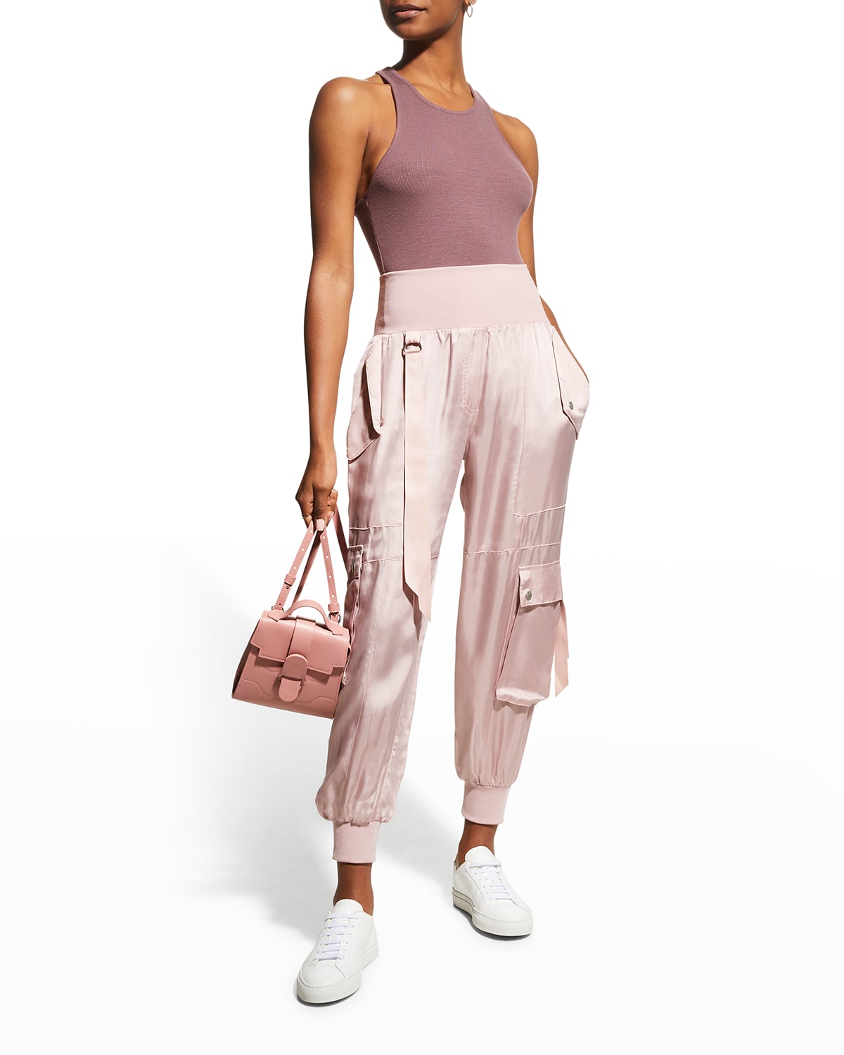 satin cargo jogger pants