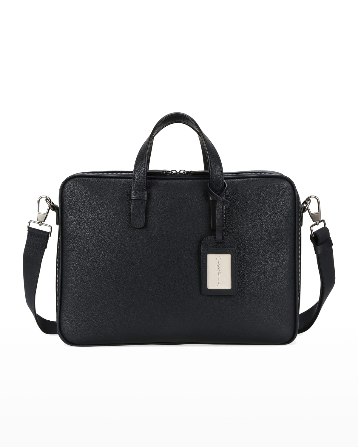 GIORGIO ARMANI leather PC Briefcase Business bag gray