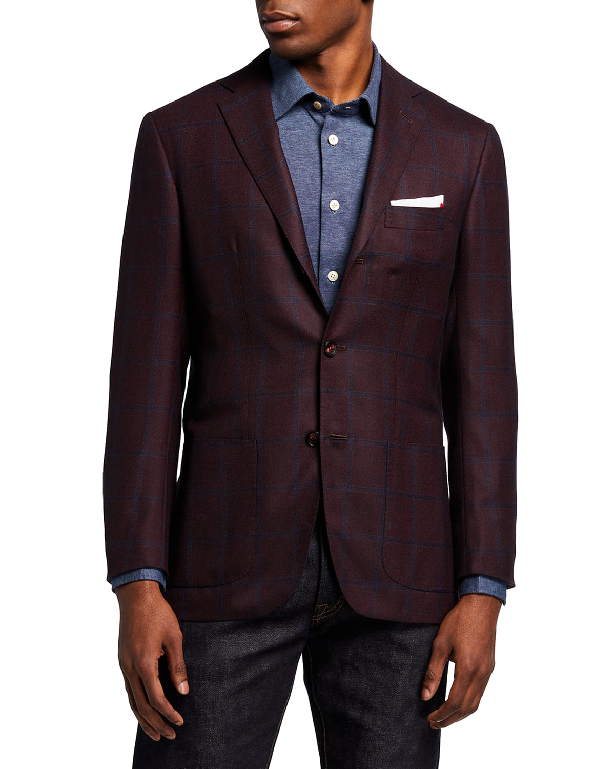 Kiton Men's Plaid Cashmere Sport Jacket | Neiman Marcus