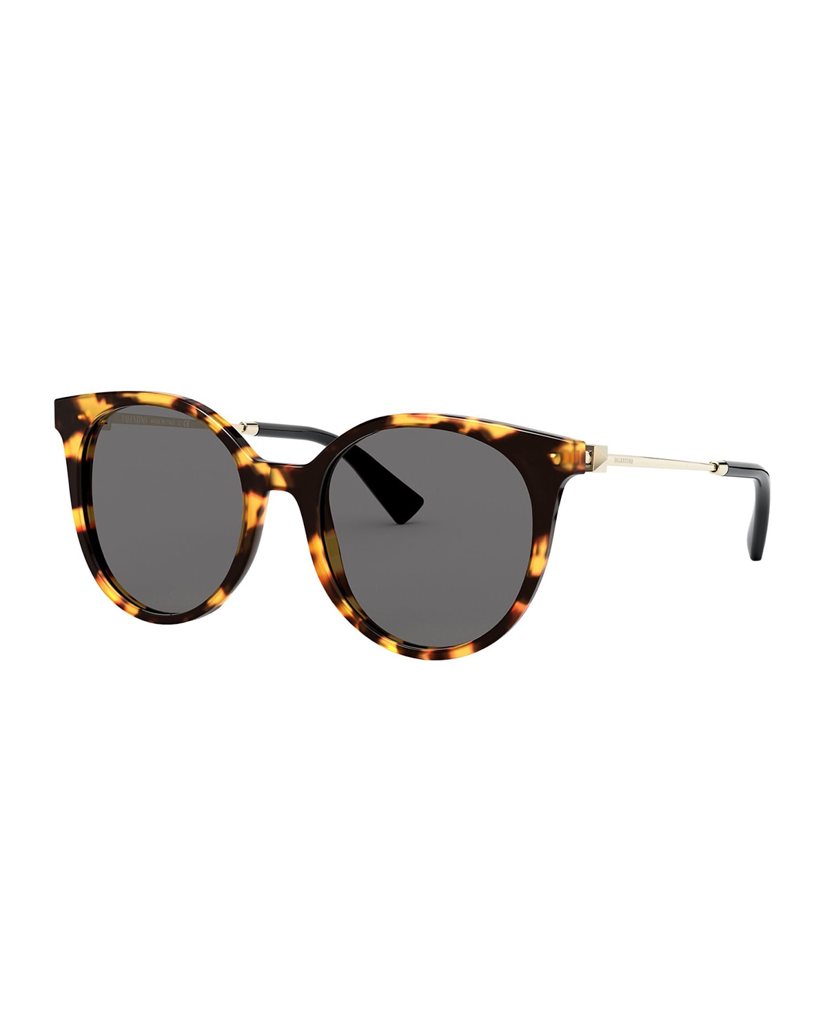 Tory Burch Gradient Round Sunglasses, White Tortoise Neiman Marcus