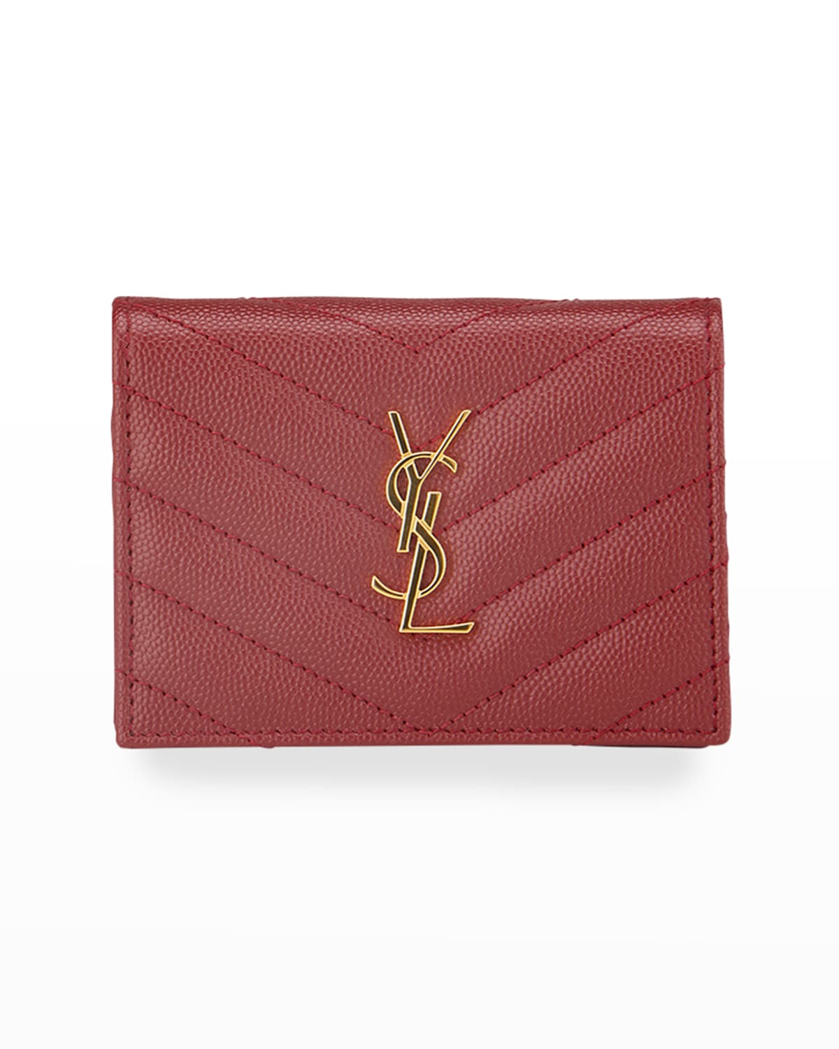 Saint Laurent Polka-Dot YSL Leather Card Case | Neiman Marcus