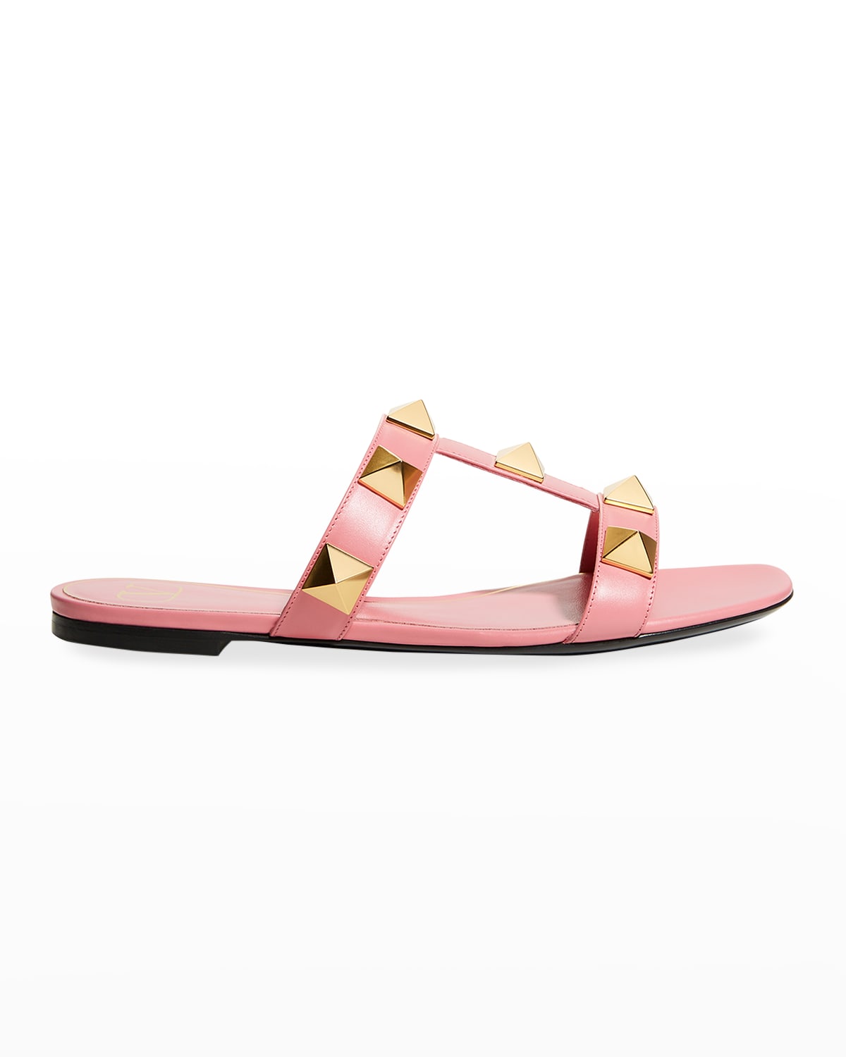 Valentino Garavani Rockstud Patent Caged Flat Slide Sandals | Neiman Marcus