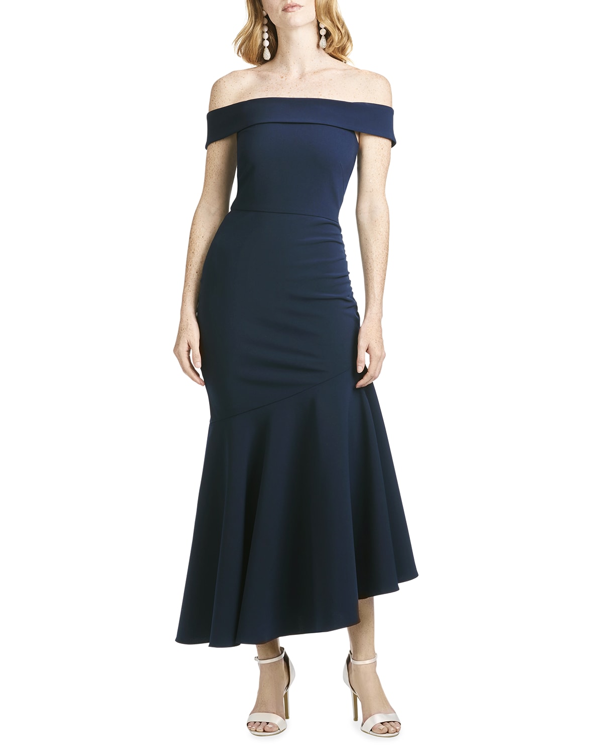 Asymmetric Cap Sleeves Dress | Neiman Marcus