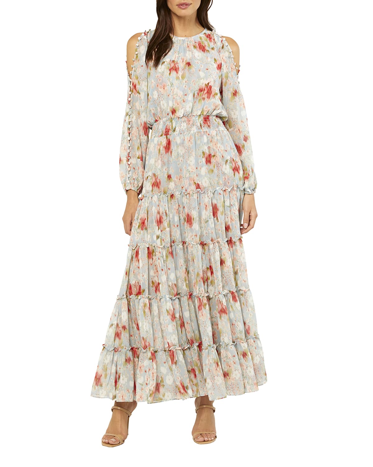 MISA Los Angeles Morrison Ruffled Floral Print Maxi Dress | Neiman Marcus