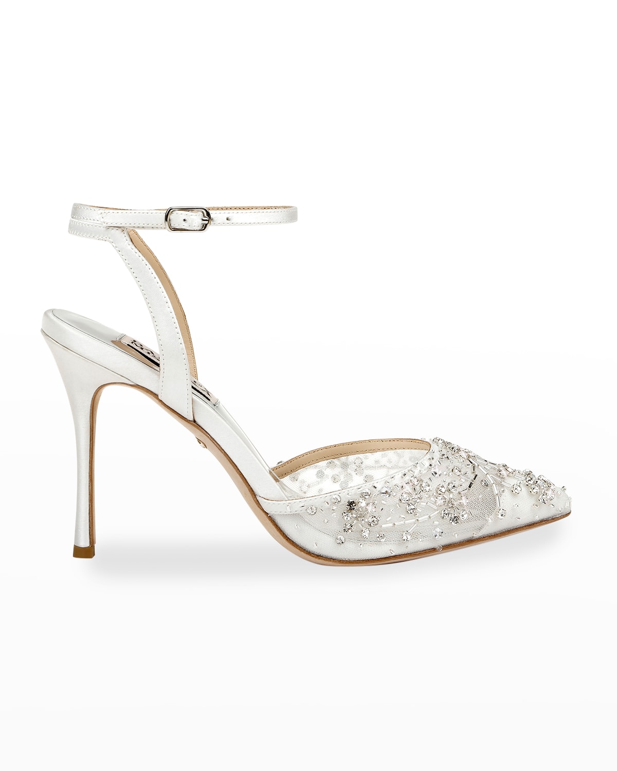 Badgley Mischka Evamarie Ankle-Wrap Sandals with Crystal Heel | Neiman ...