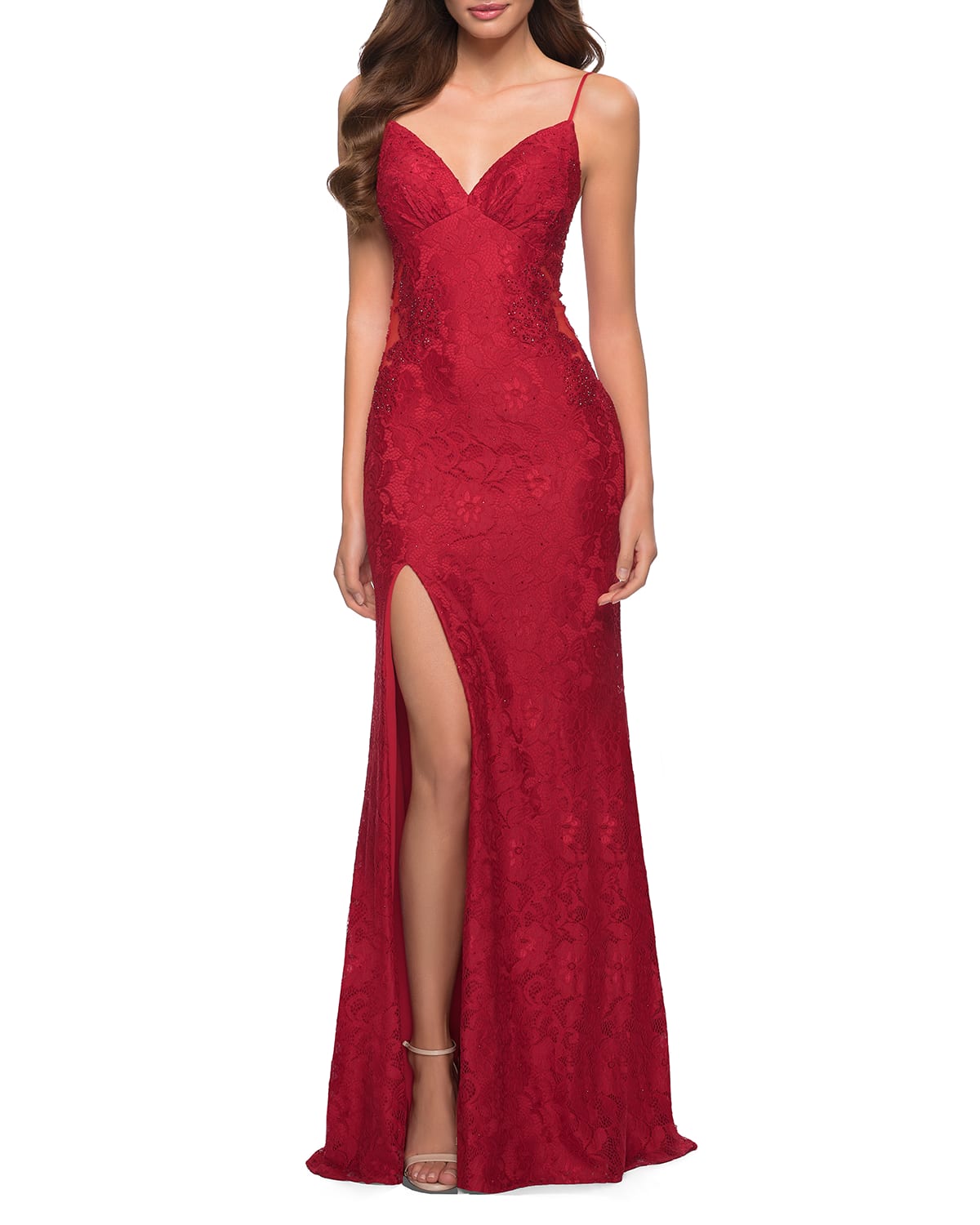 la femme stretch lace gown