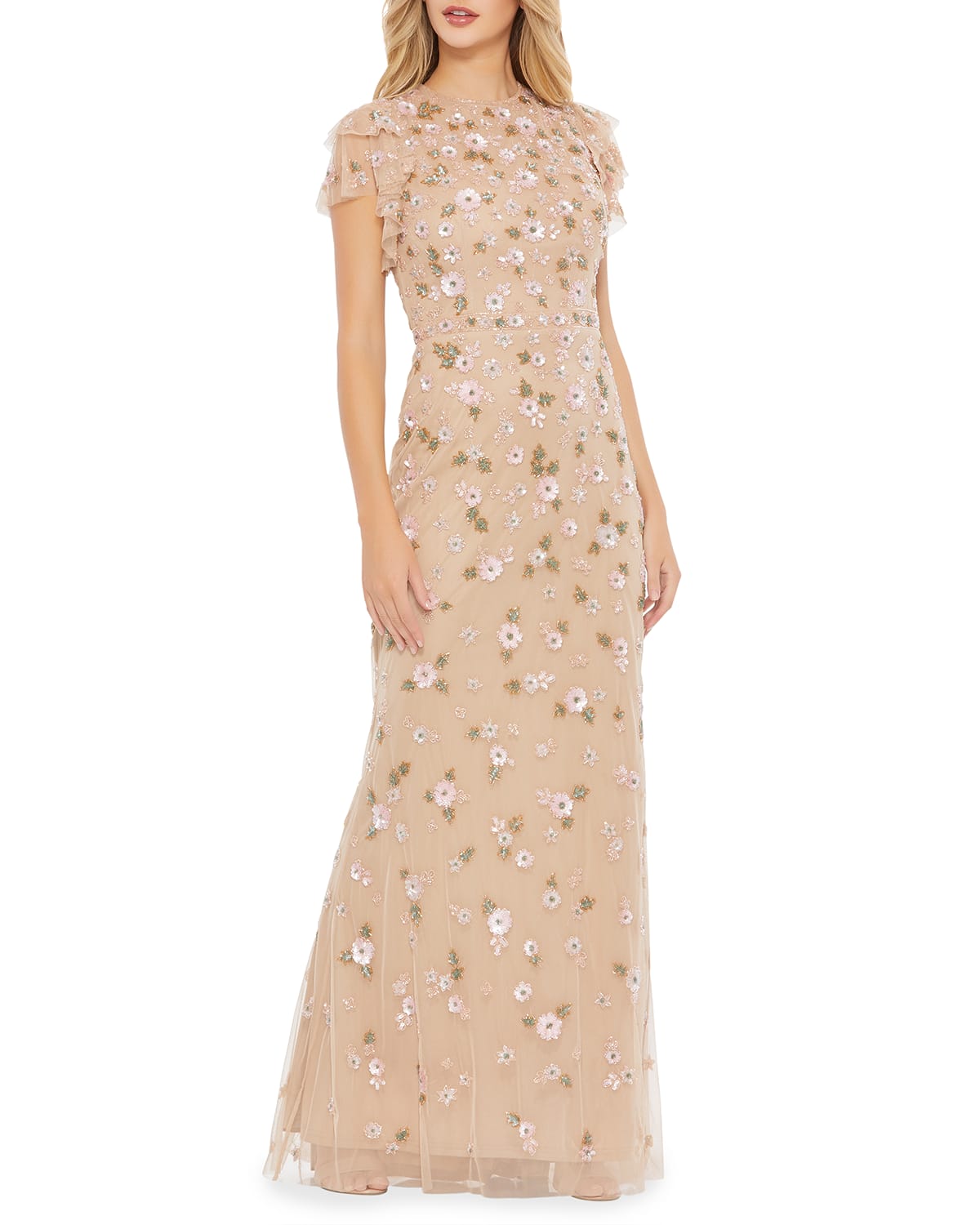 mac duggal long sleeve sequin column gown