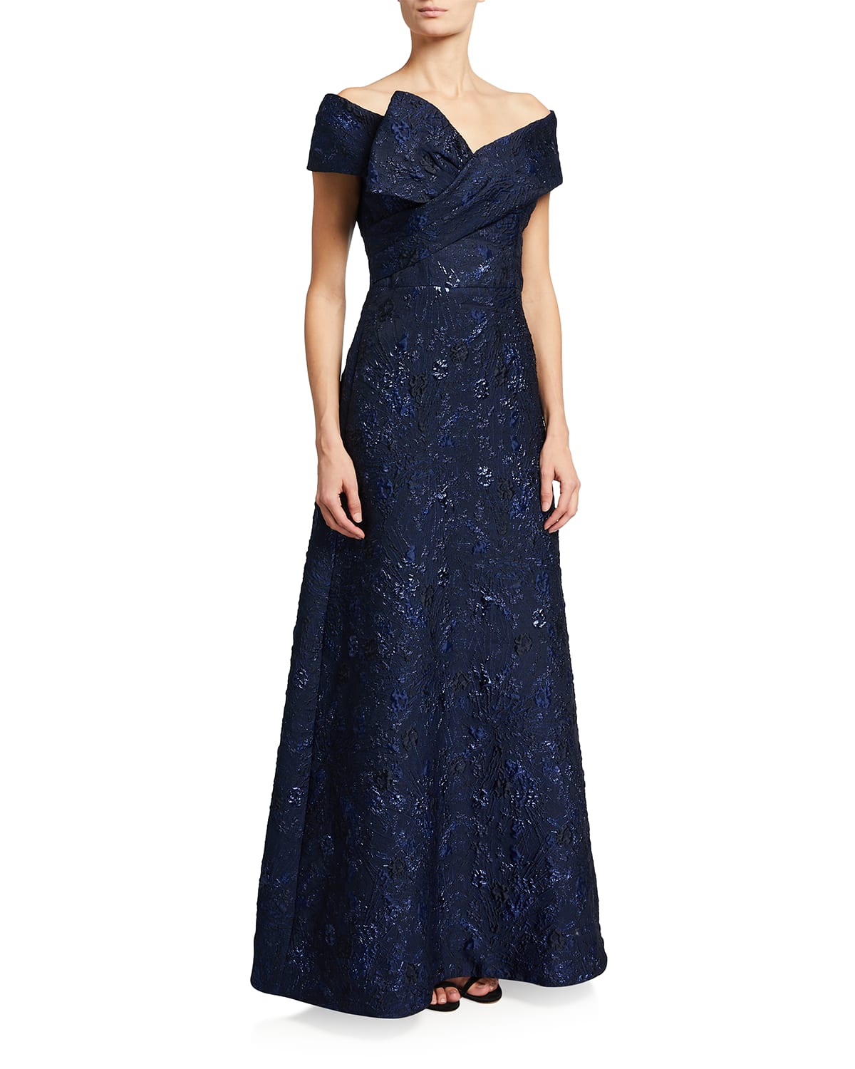 Rickie Freeman for Teri Jon CapSleeve Embroidered Tulle ALine Gown