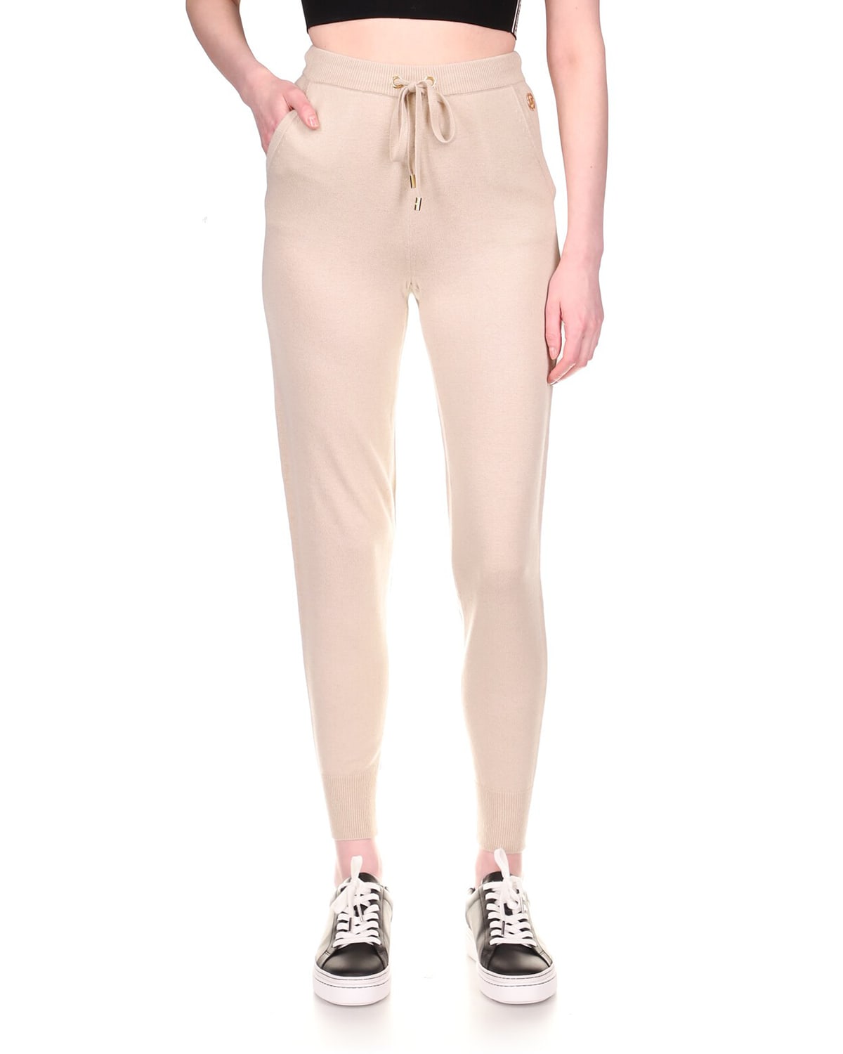 Theory Ribbed-Cuff Silk Jogger Pants | Neiman Marcus