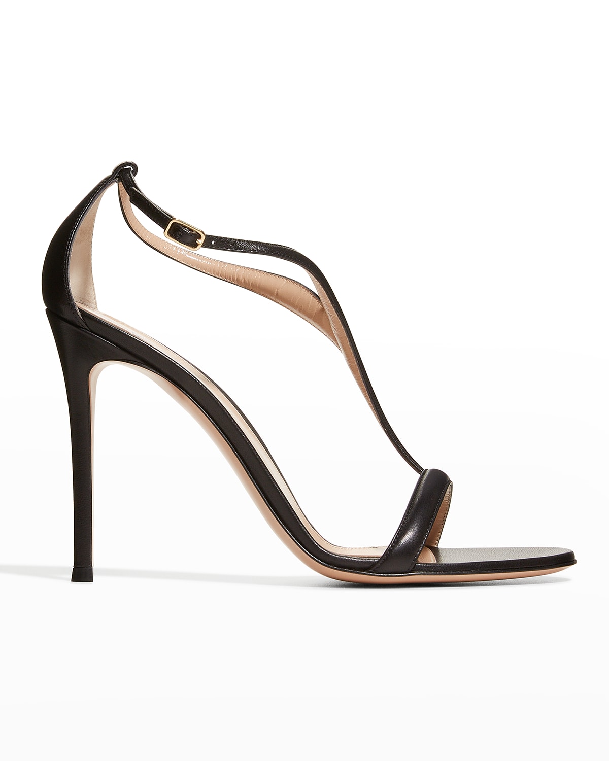 Black Leather T Strap Sandal | Neiman Marcus