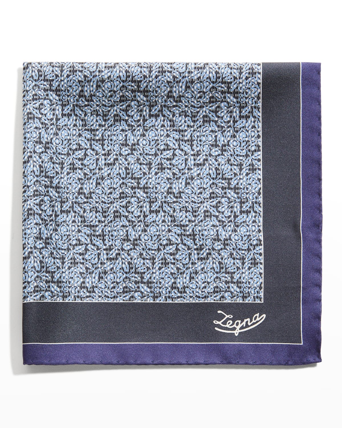 Kiton Men's Flowers & Leaves Silk Pocket Square Neiman Marcus