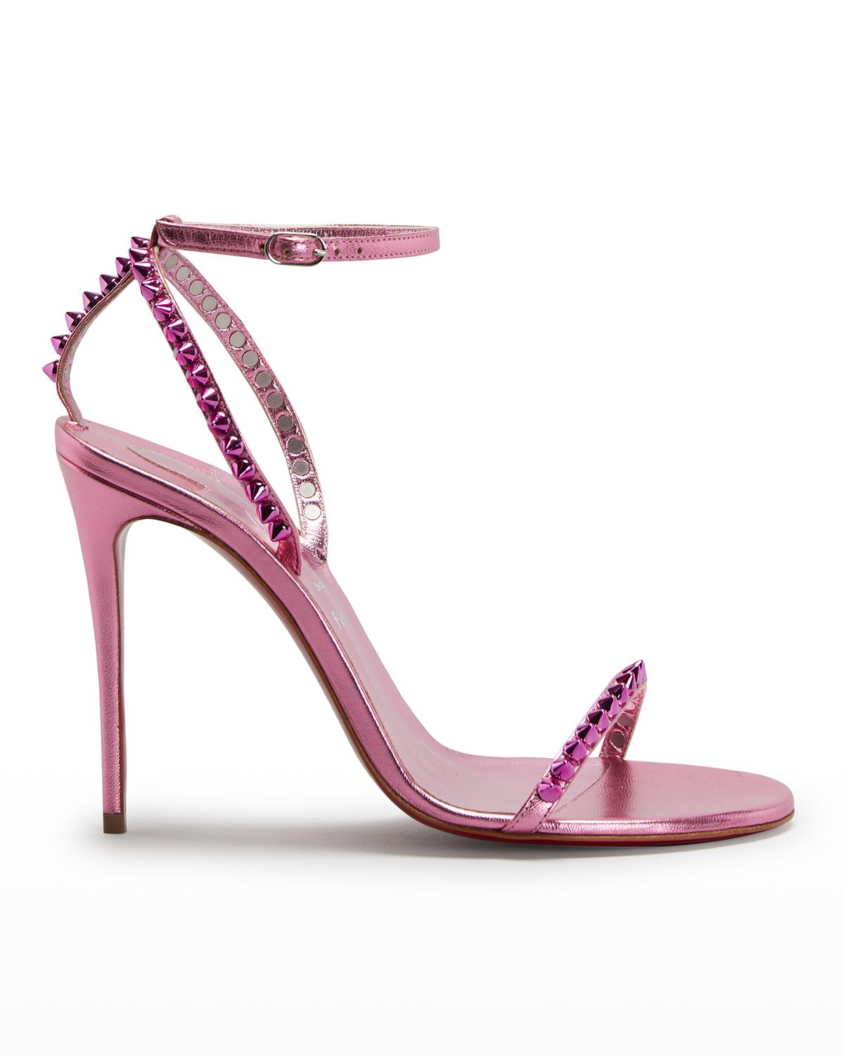 so me red sole spike metallic leather sandals