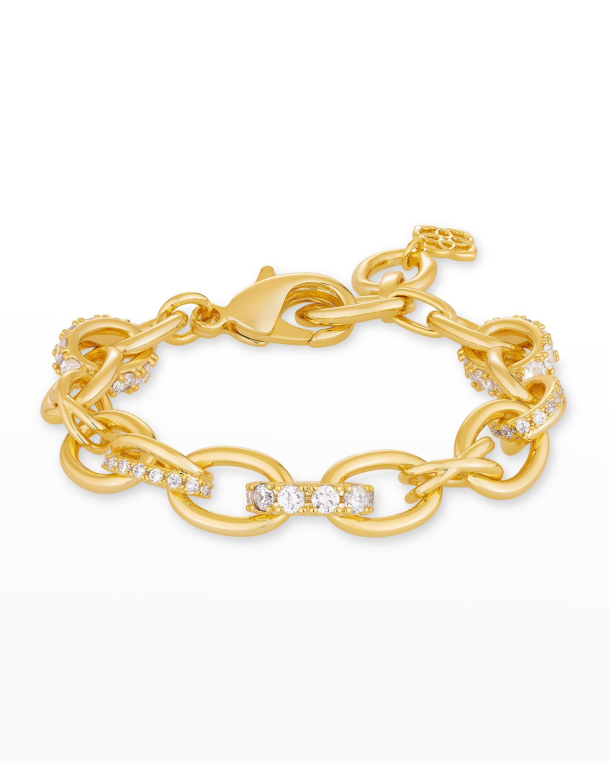 Kendra Scott Livy Pave Loop Crossover Link Bracelet In 14k Gold Plate