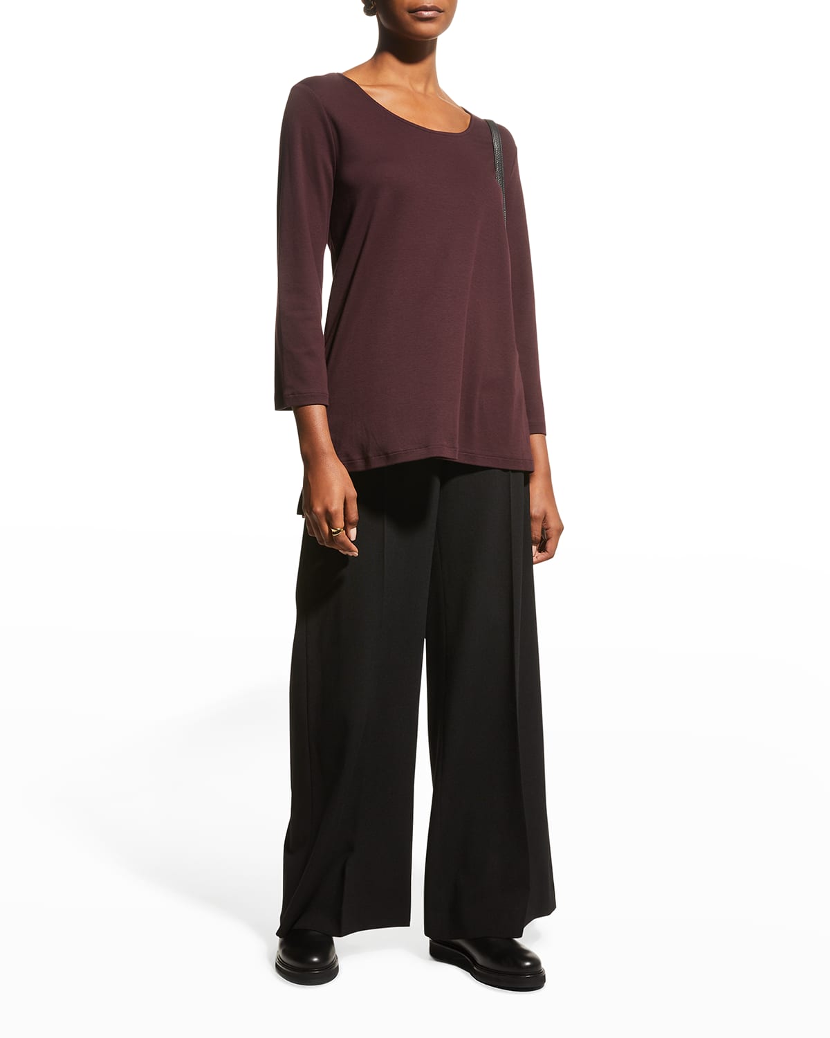 Kobi Halperin Kena Scoop-Neck 3/4-Sleeve Silk Blouse | Neiman Marcus