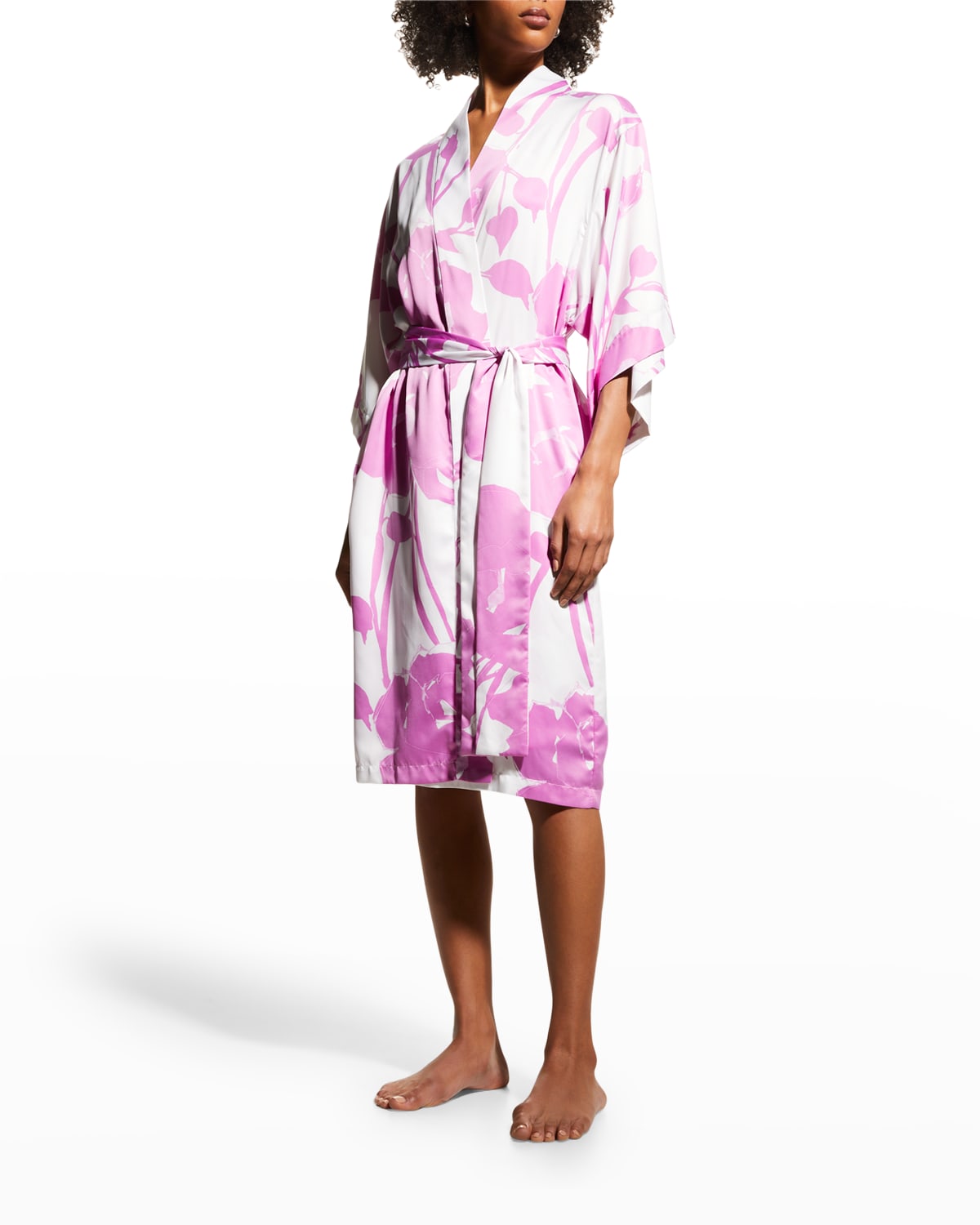Christine Lingerie Jolie FloralPrint Silk Long Robe Neiman Marcus