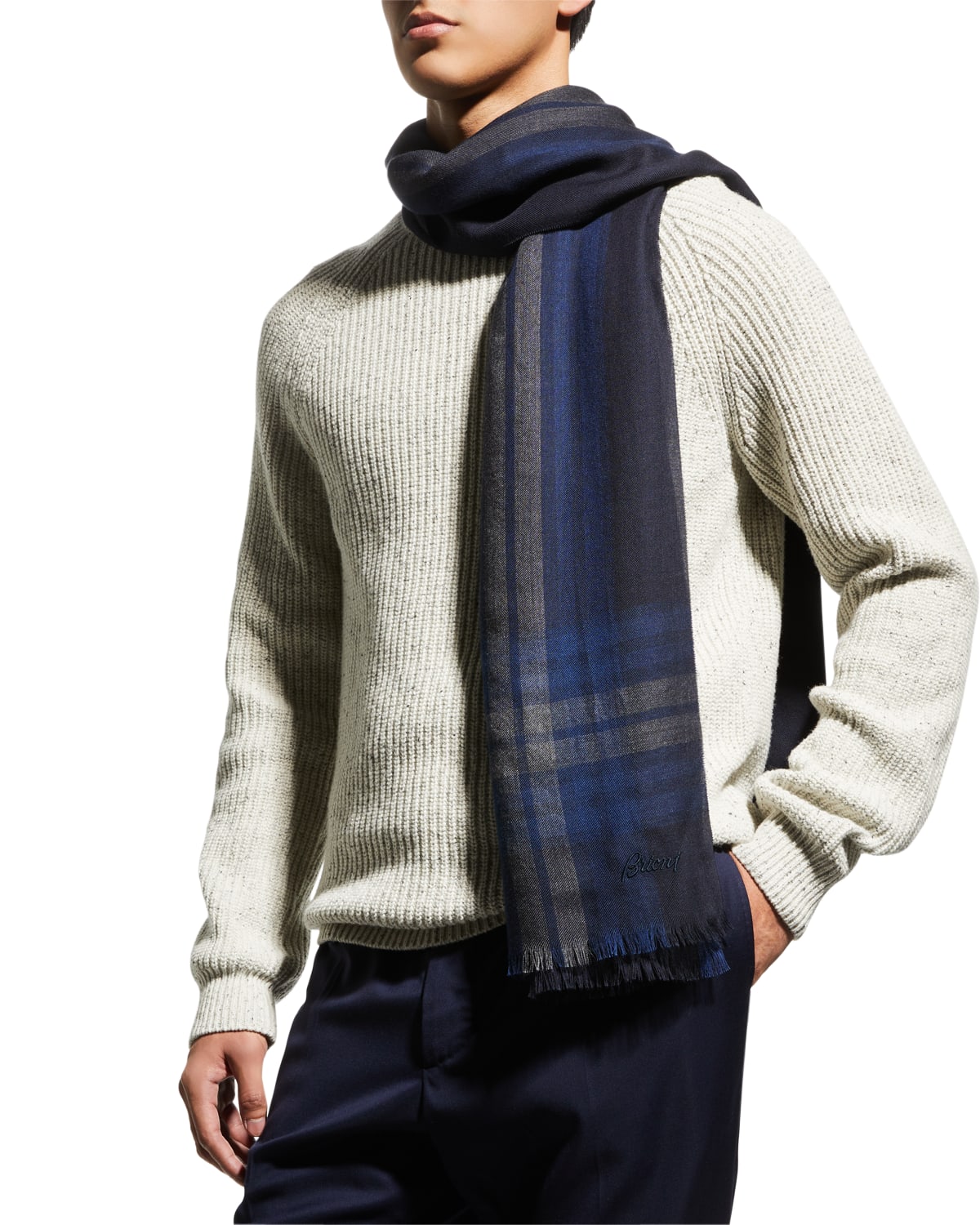 Neiman Marcus Men's Cashmere Solid Fringe Scarf Neiman Marcus