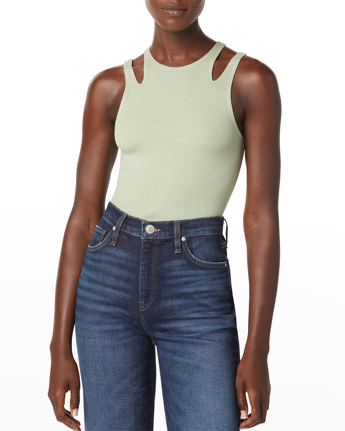 Vince Ribbed Scoop-Neck Tank Top | Neiman Marcus