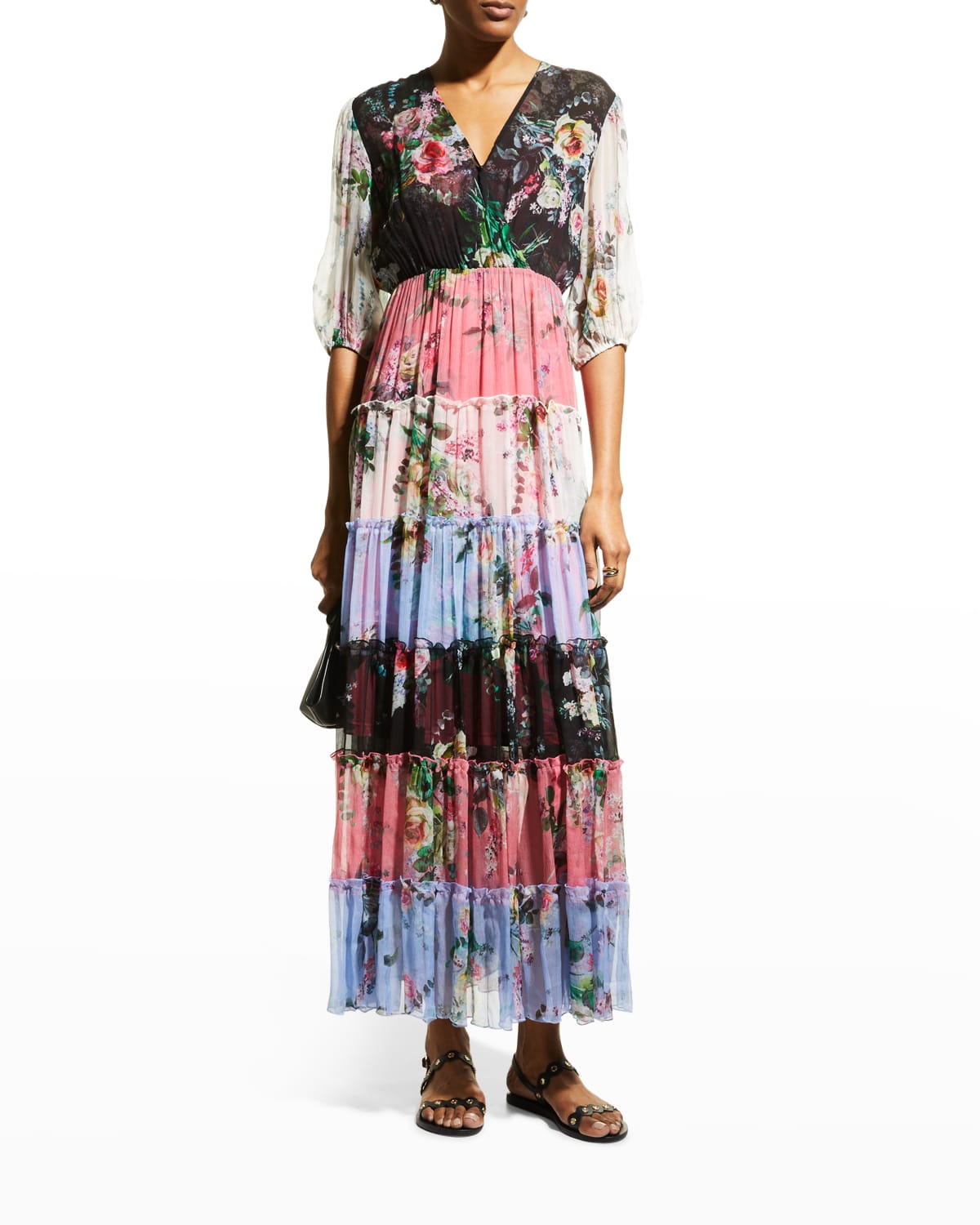 Johnny Was Petite Timmie Short-Sleeve Floral-Print Maxi Dress | Neiman ...