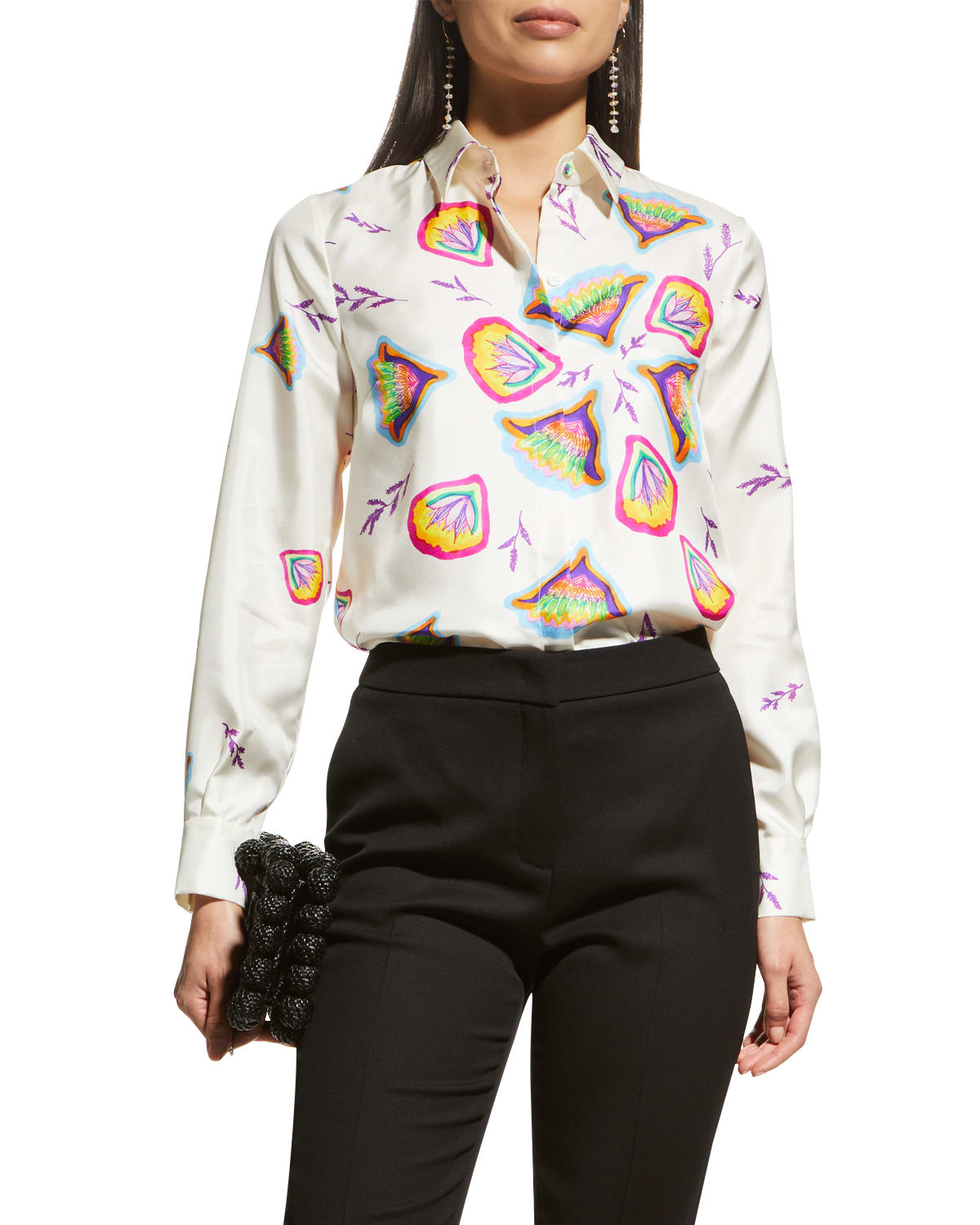 Mixed Media Silk Floral Shirt main image 1