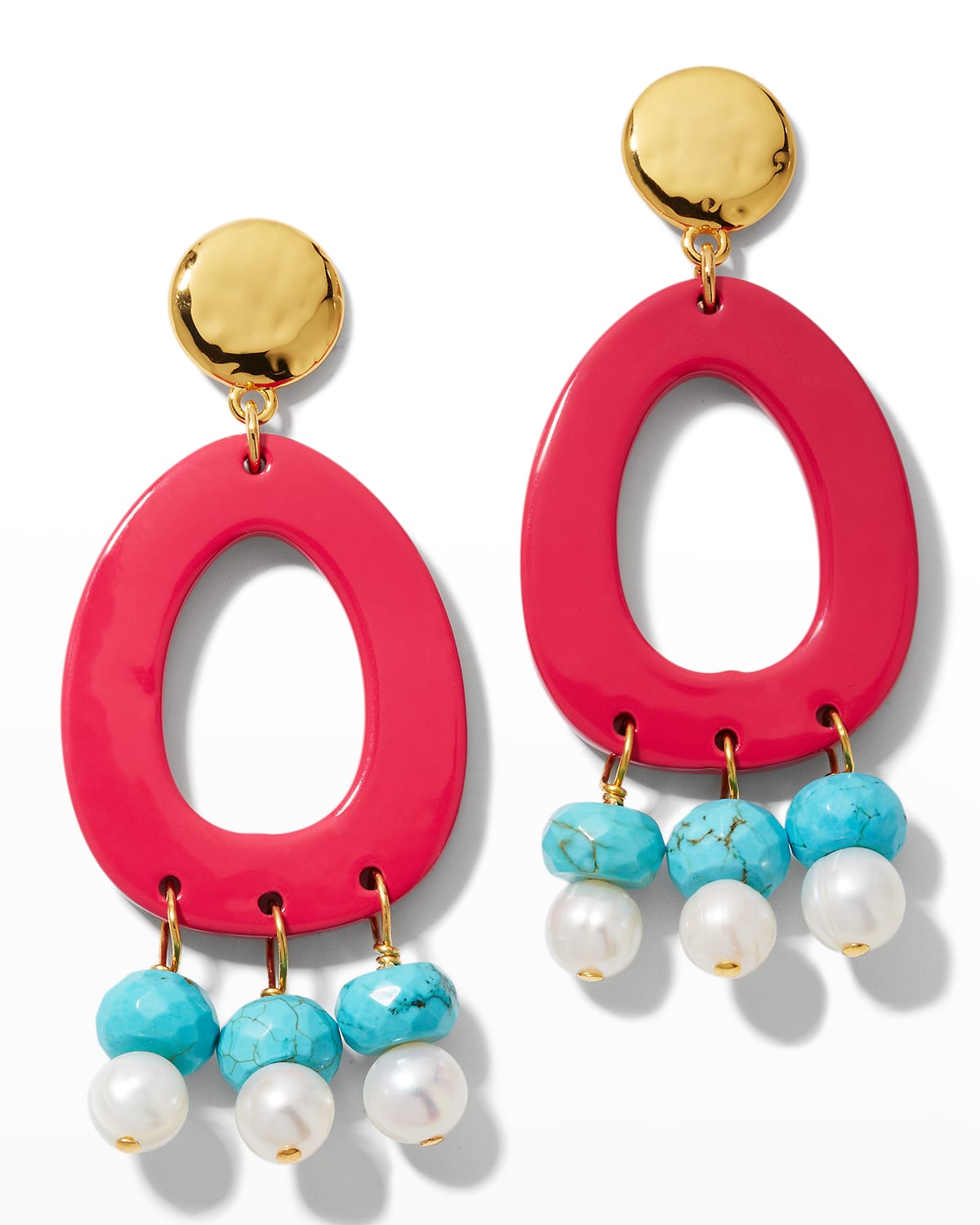 Gold Plate Enamel Earrings Neiman Marcus