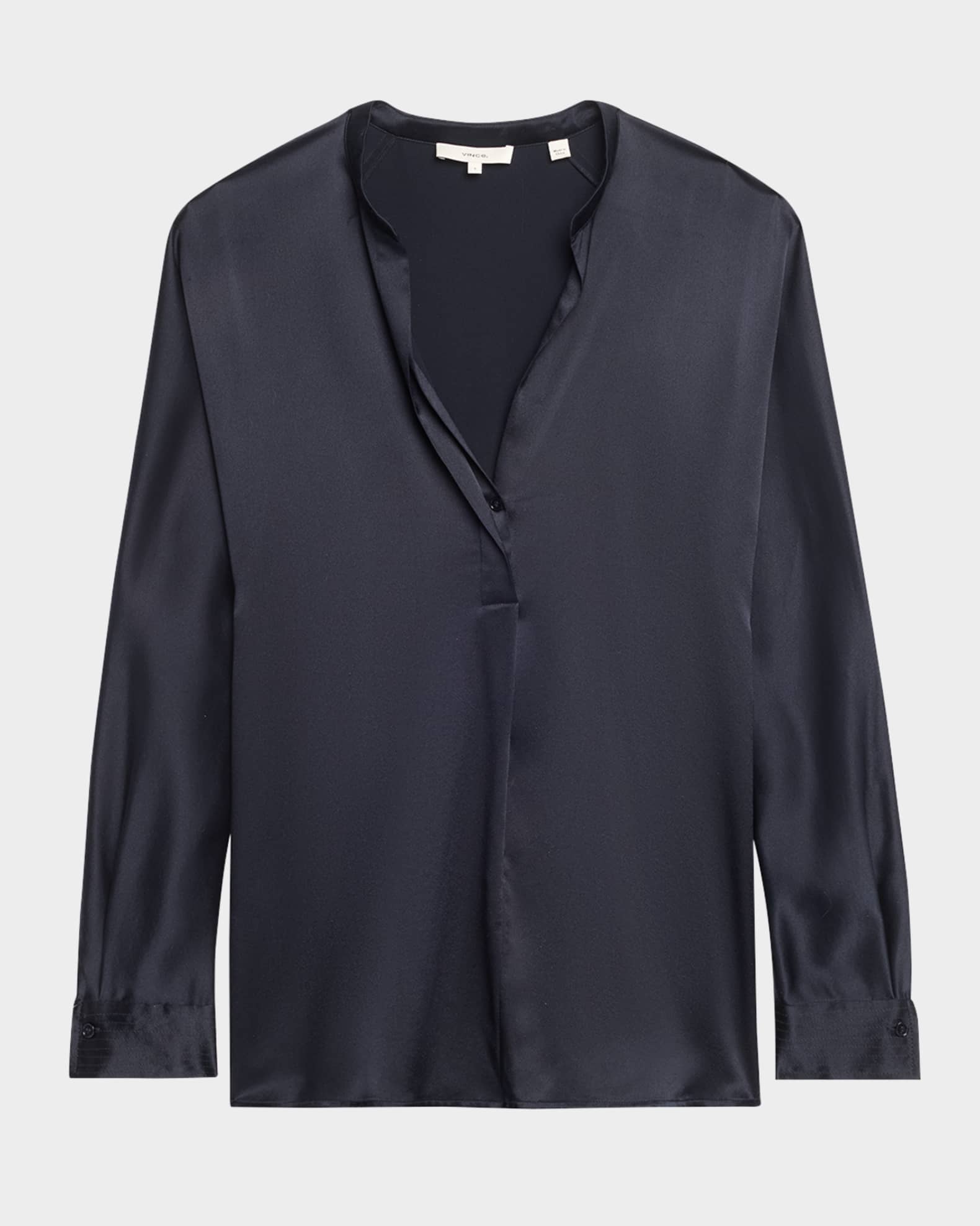 Vince Silk BandCollar Blouse Neiman Marcus
