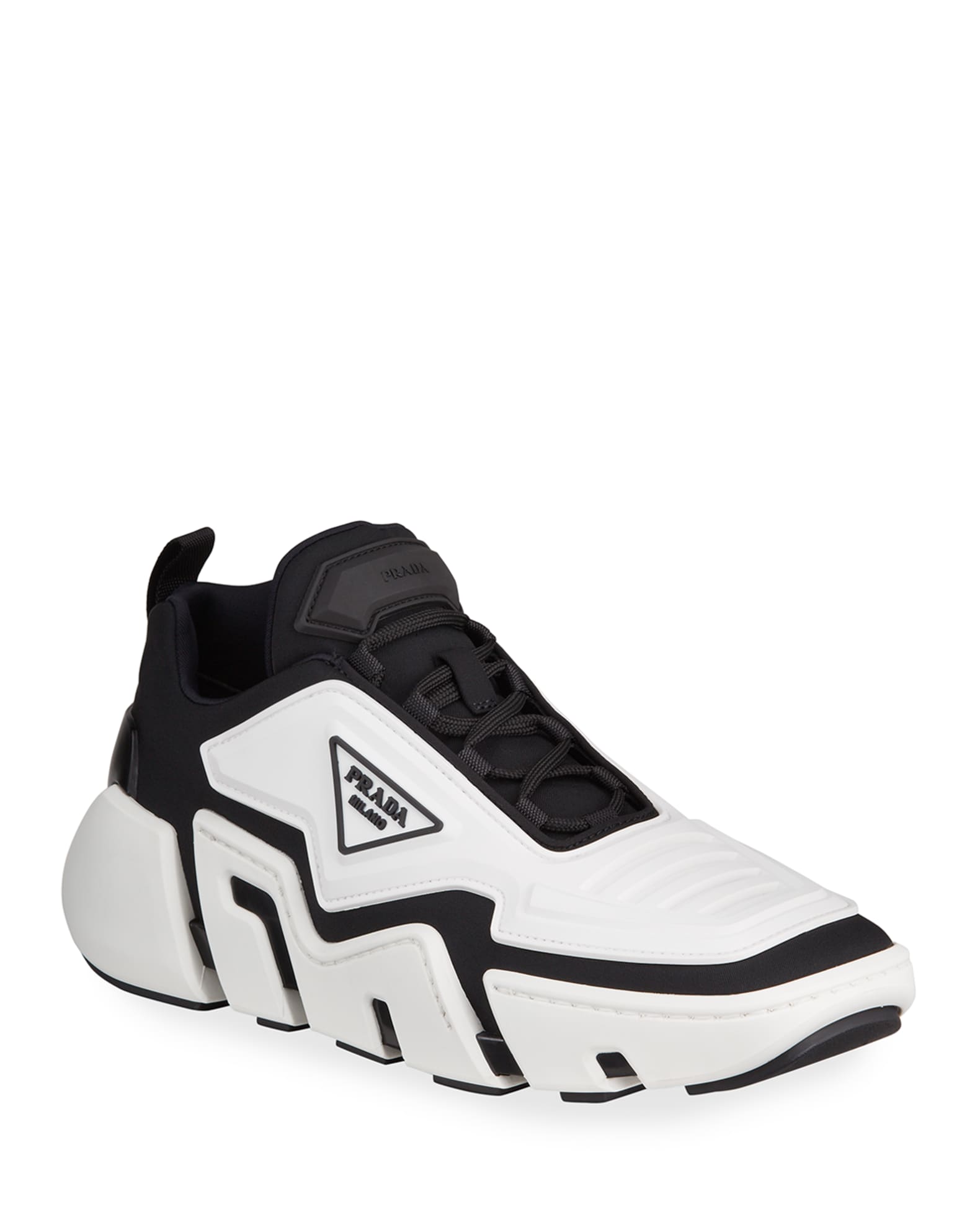 Prada Men's Techno Stretch Cutout-Sole Chunky Sneakers | Neiman Marcus