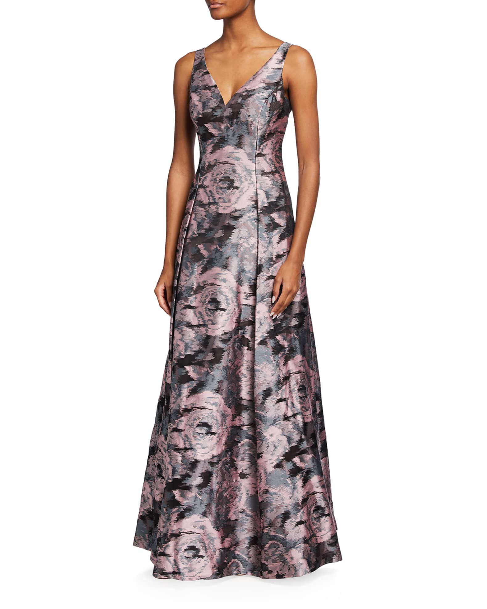 aidan mattox floral jacquard ball gown