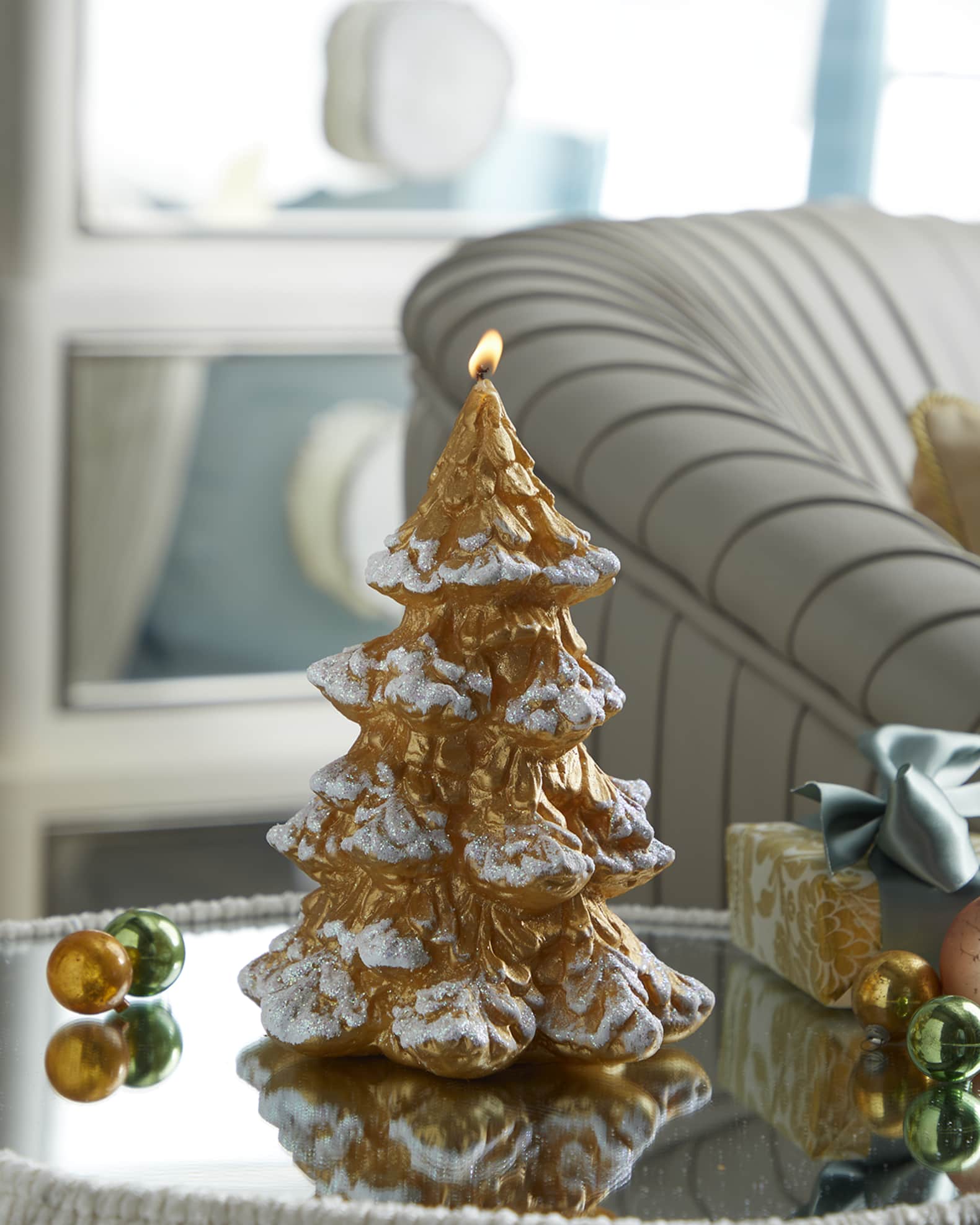Exclusive Small Gold Christmas Tree Candle  Neiman Marcus