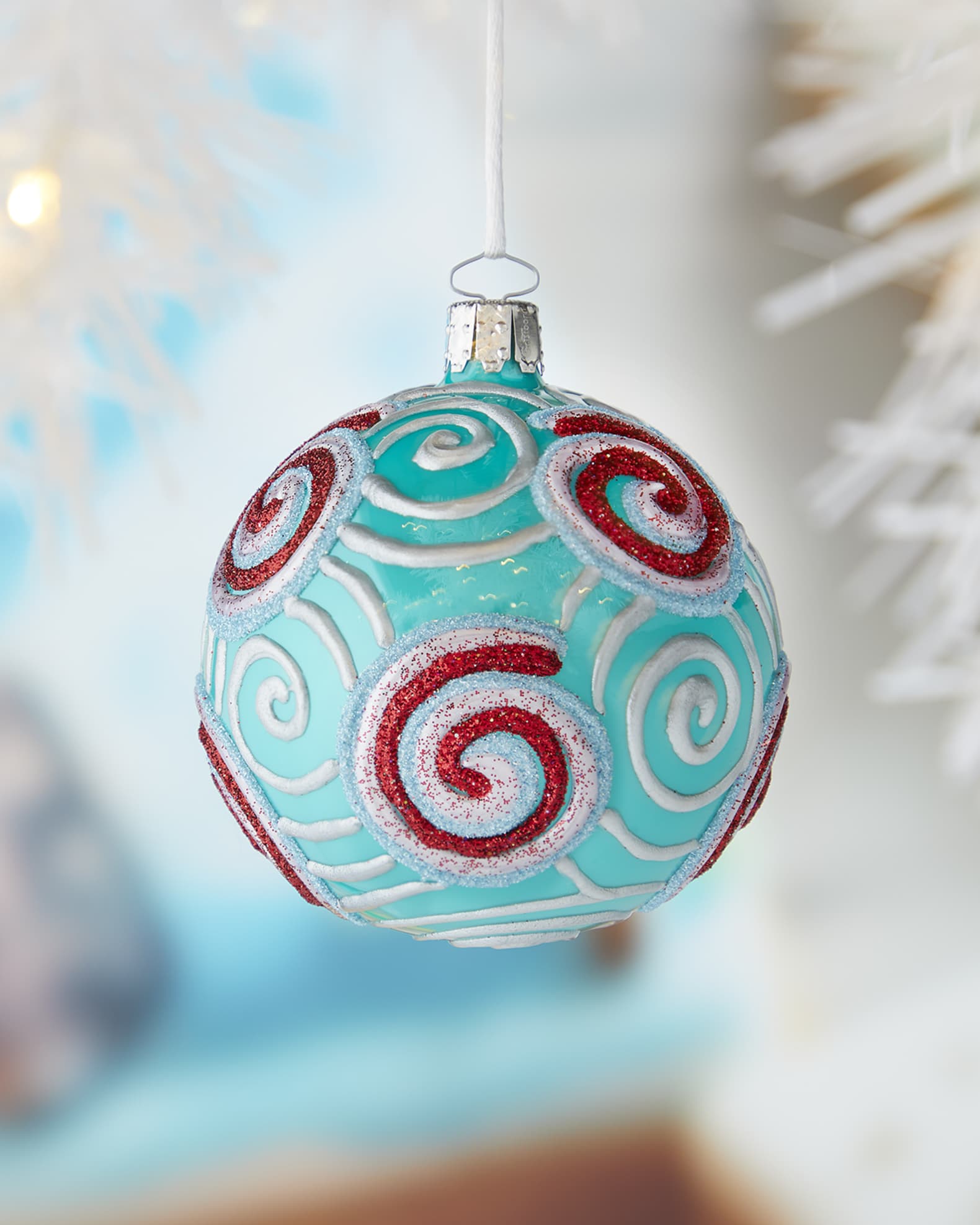 Neiman Marcus 8cm Ball Turquoise Opal Christmas Ornament Neiman Marcus