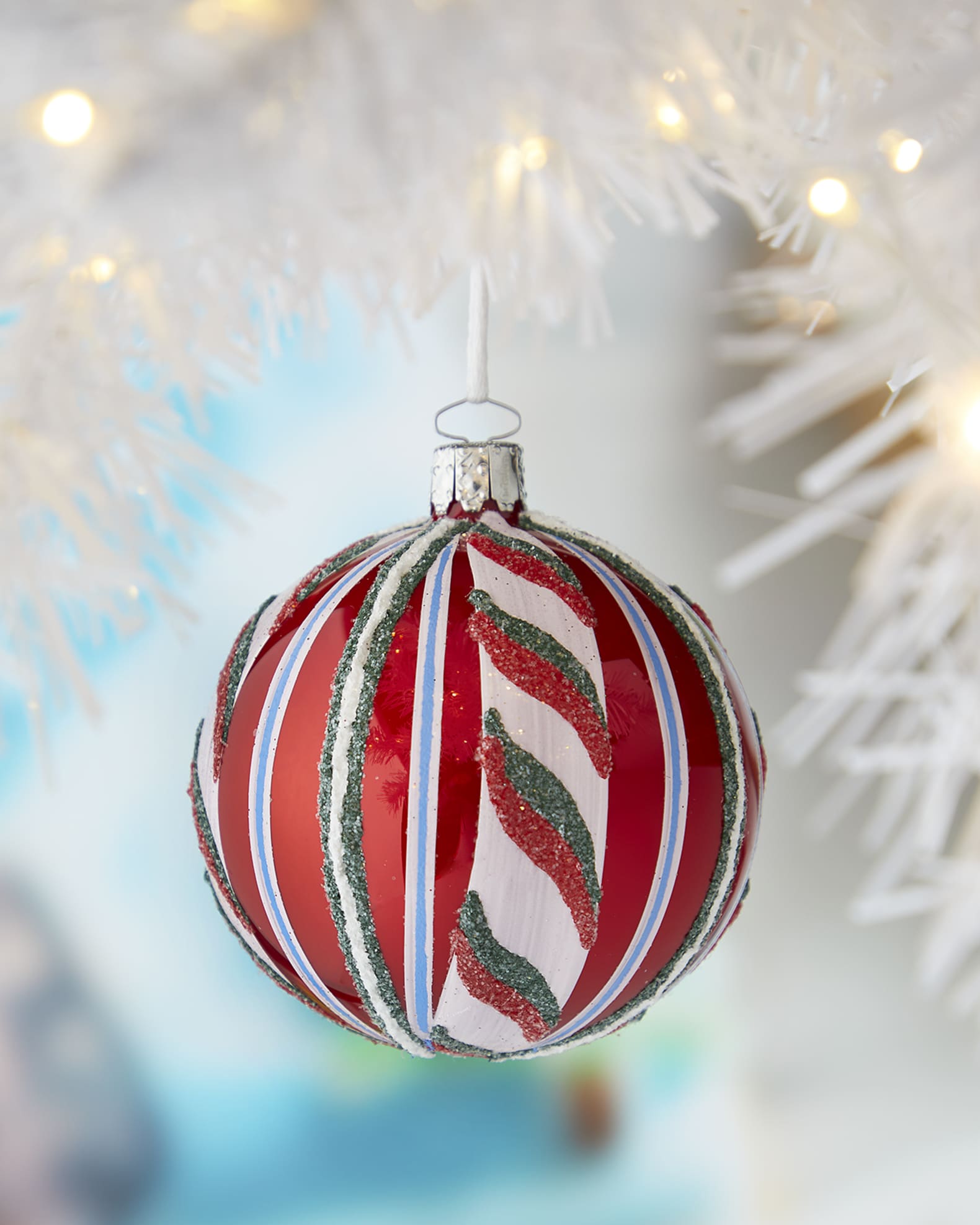 Neiman Marcus 8cm Ball Red Opal Christmas Ornament Neiman Marcus