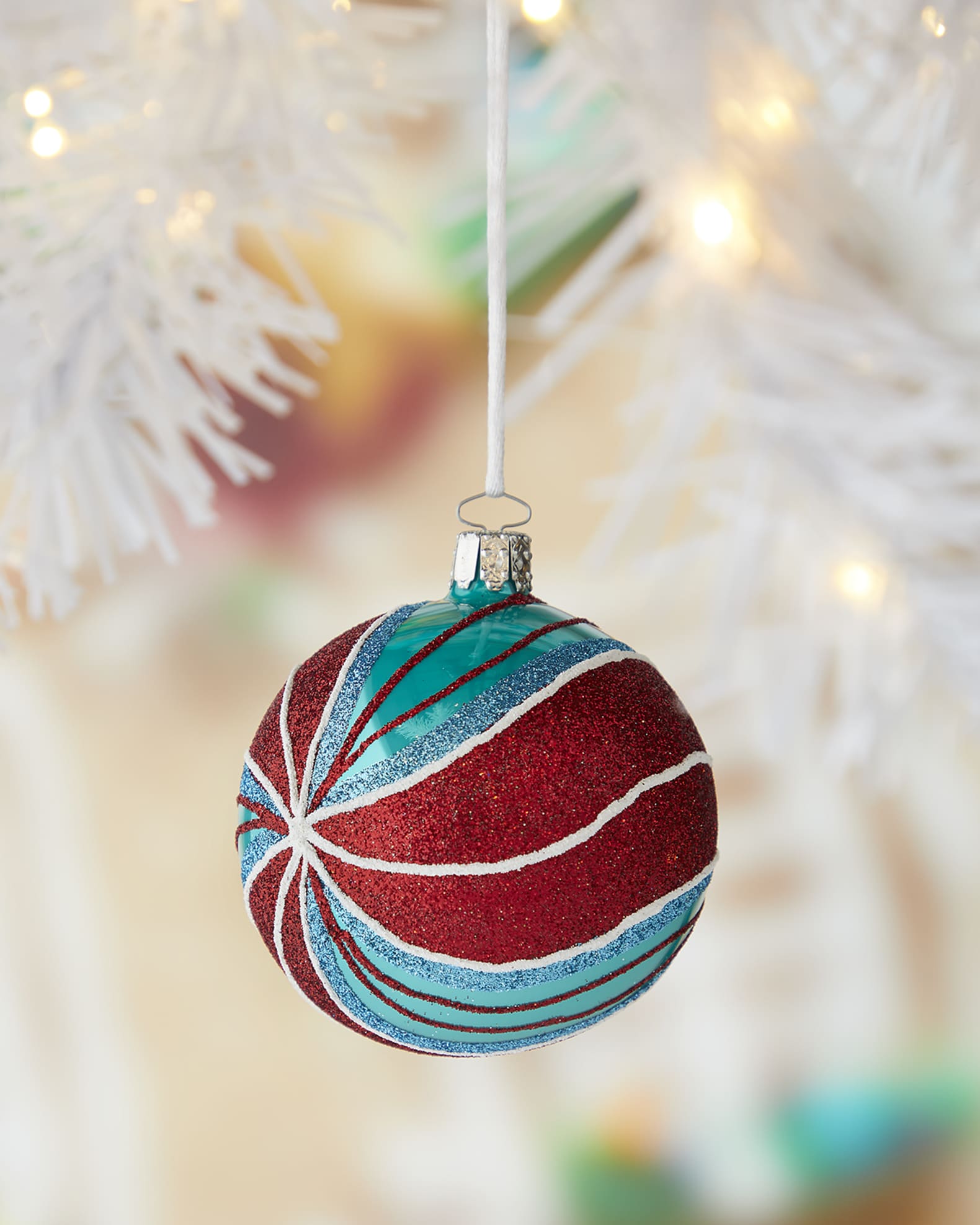 Neiman Marcus 8cm Ball Turquoise Opal Christmas Ornament Neiman Marcus