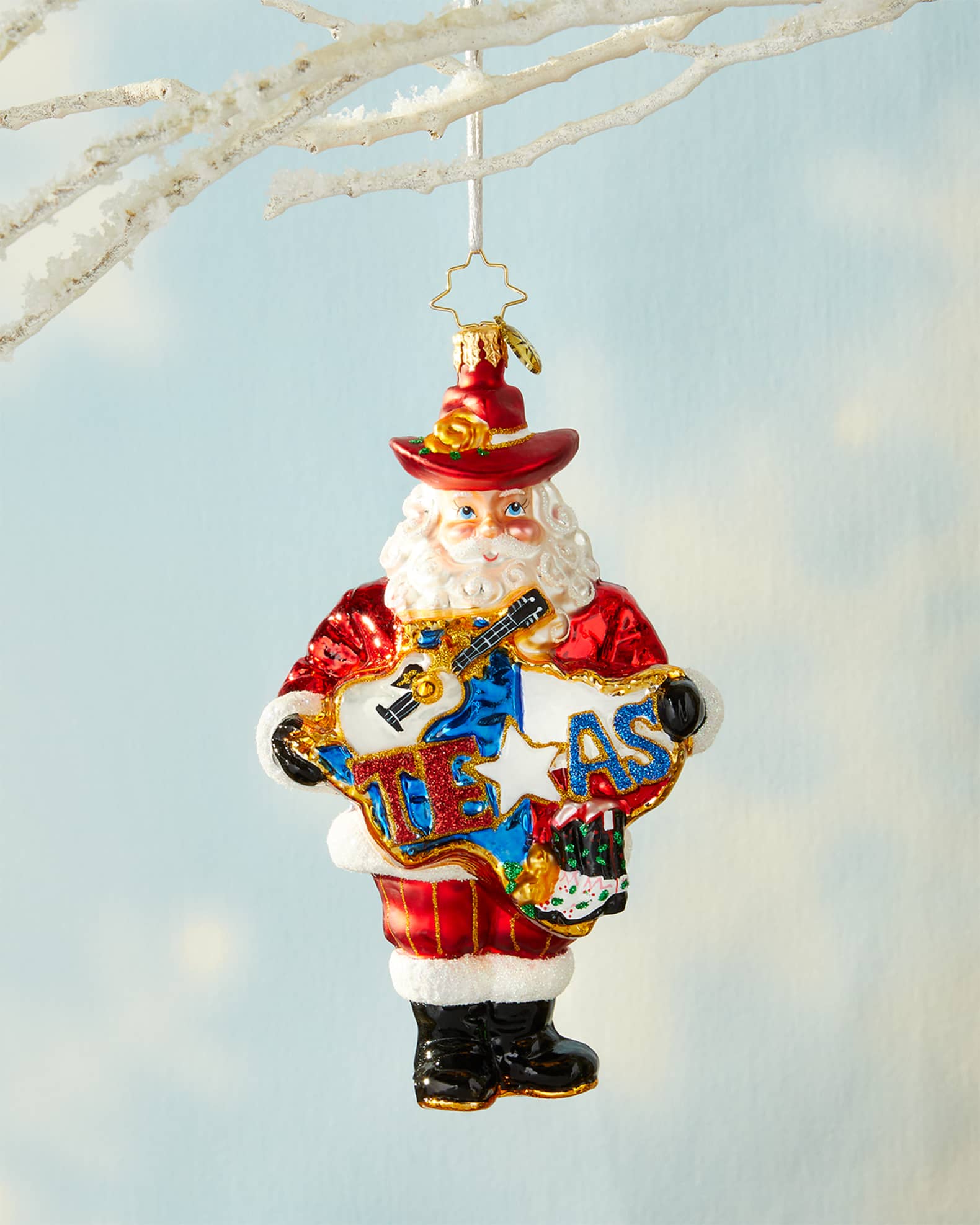 Christopher Radko His Heart Belongs to Texas Santa Ornament Neiman Marcus