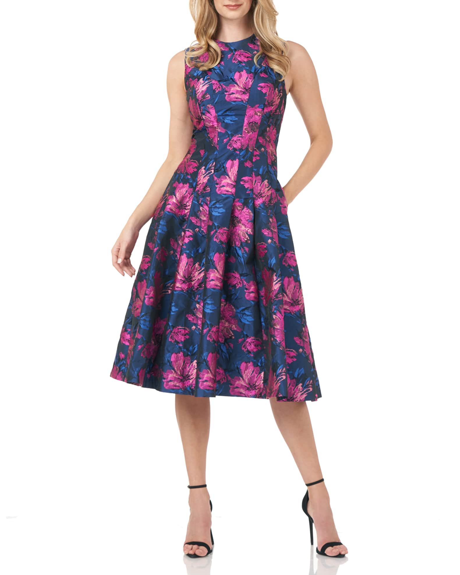 kay unger floral organza gianna gown