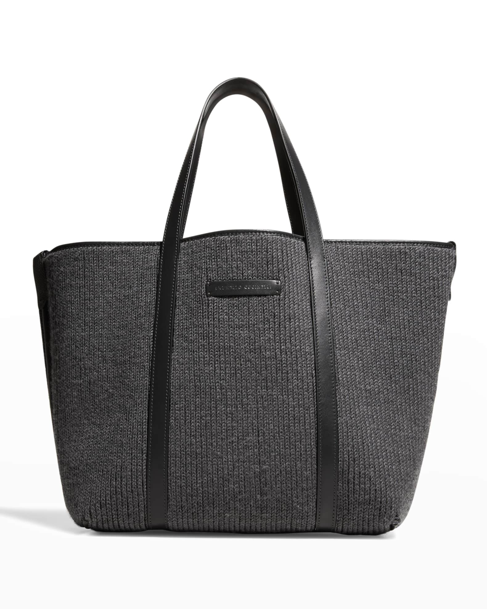 Brunello Cucinelli Ribbed Wool Shopper Tote Bag | Neiman Marcus