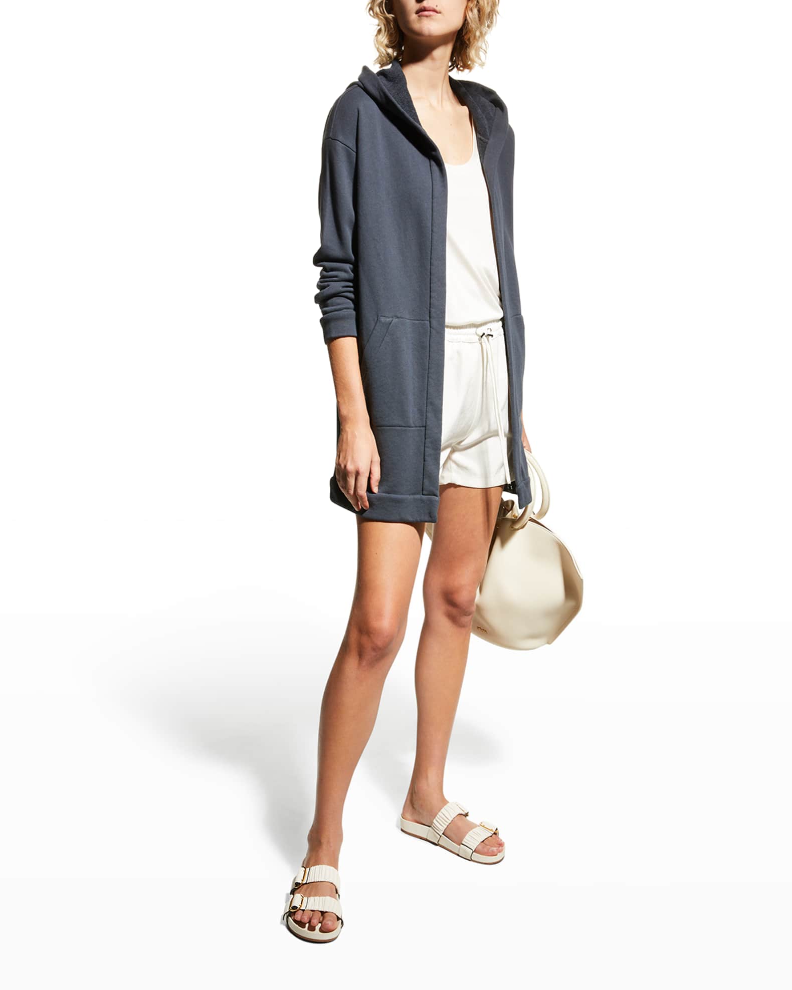 Eileen Fisher Organic Cotton Terry Hooded Long Jacket | Neiman Marcus