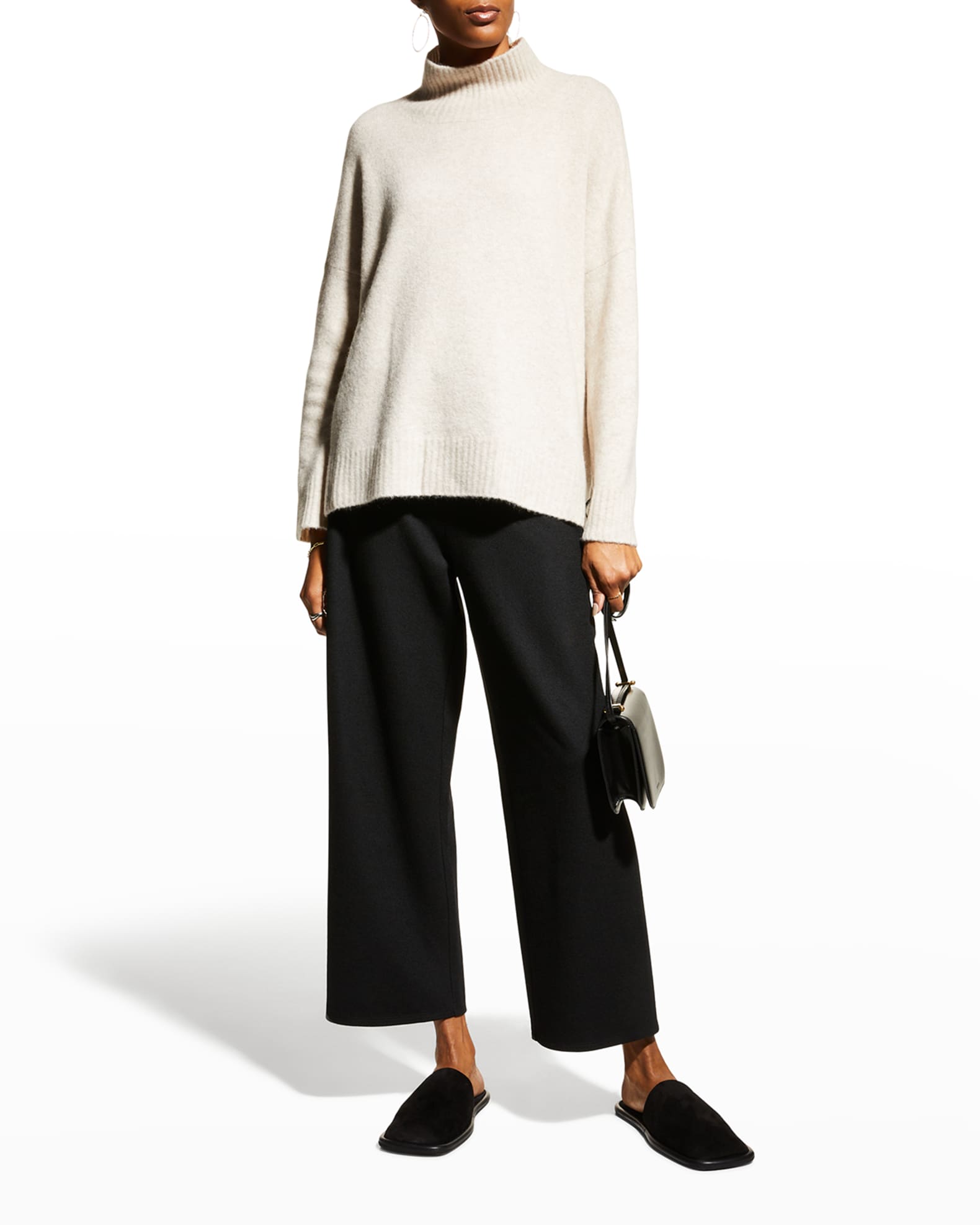 Eileen Fisher Cashmere-Silk Boucle Turtleneck Sweater | Neiman Marcus