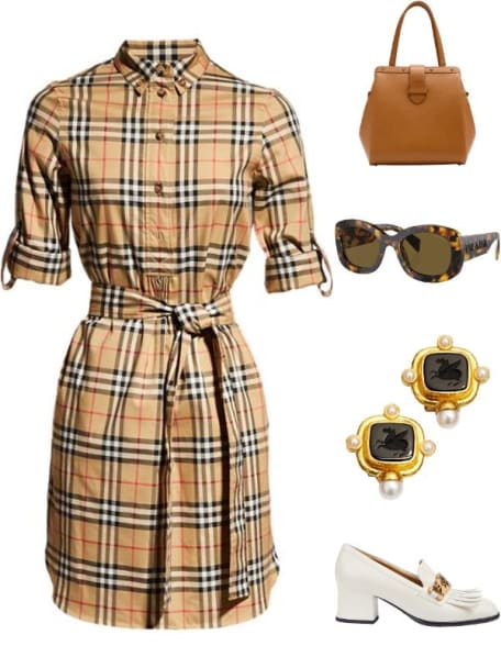 Burberry Giovanna Vintage Checked Cotton Shirtdress Neiman Marcus