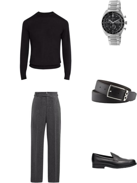 Men's Reversible Textured Leather Belt with Classic Buckle