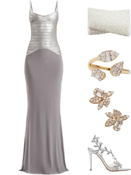 Violet Foil Bandage Trumpet Gown