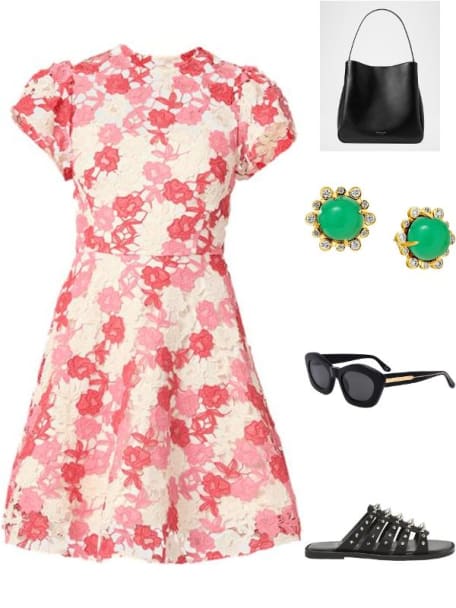 Everlie Puff-Sleeve Floral Lace Mini Dress
