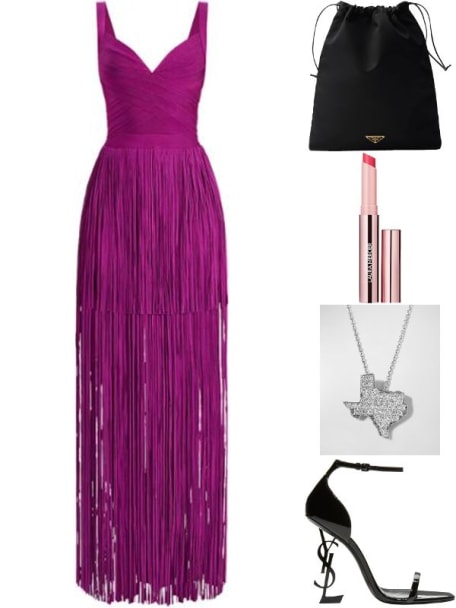 Blanca Tiered Fringe Sleeveless Gown