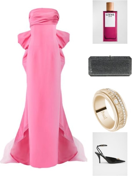 Strapless Bow-Back Column Gown