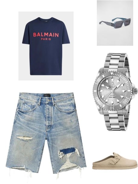 Men's Faros Distressed Cotton Denim Shorts
