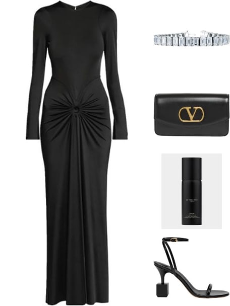 Gathered Long Sleeve Gown