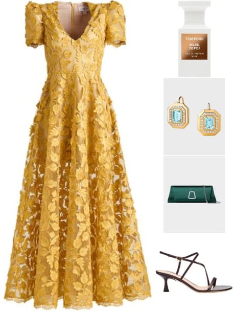 Exclusive Clara Embroidered Puff-Sleeve Gown