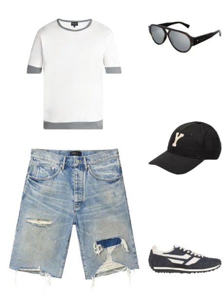 Men's Faros Distressed Cotton Denim Shorts