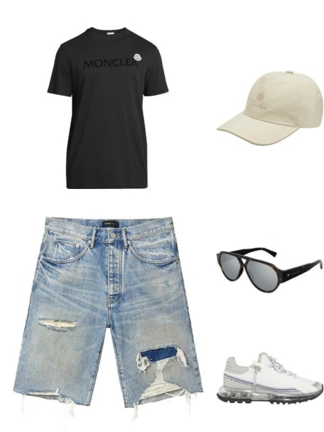 Men's Faros Distressed Cotton Denim Shorts