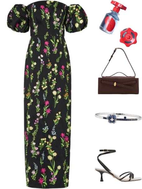Nira Off-Shoulder Embroidered Midi Dress