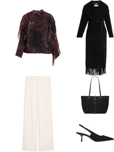 Ilene Ruffle-Trim Floral Chiffon Blouse